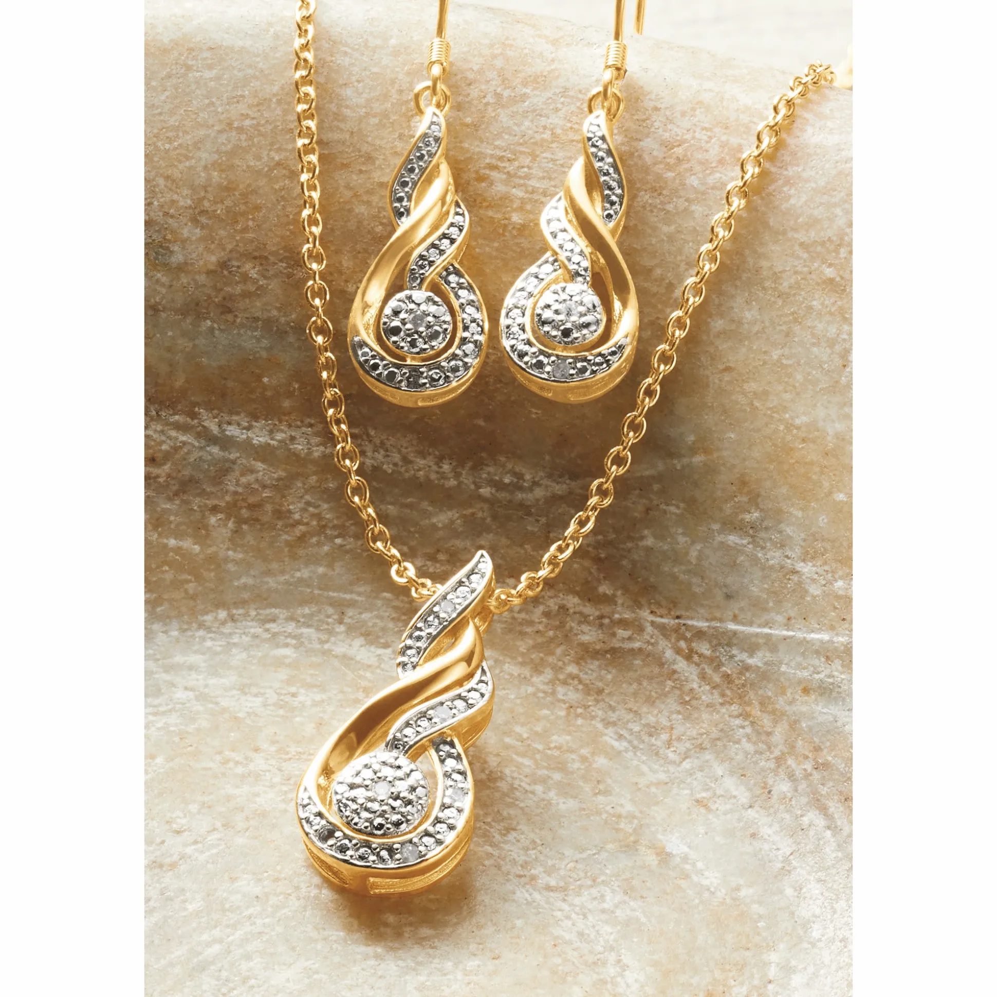 Diamond Swirl Necklace and Earring Set