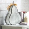 Double-Tiered Galvanized Steel Decorative Gourd with Raffia Bow