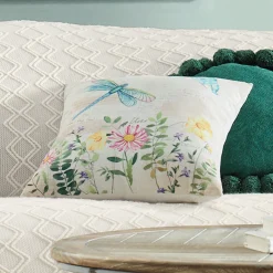 Dragonfly Floral Accent Pillow