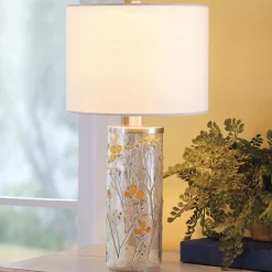 Dried Floral Seeded Glass Lamp