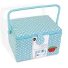 Dritz Aqua Dots Sewing Basket and Essentials Kit Organizer