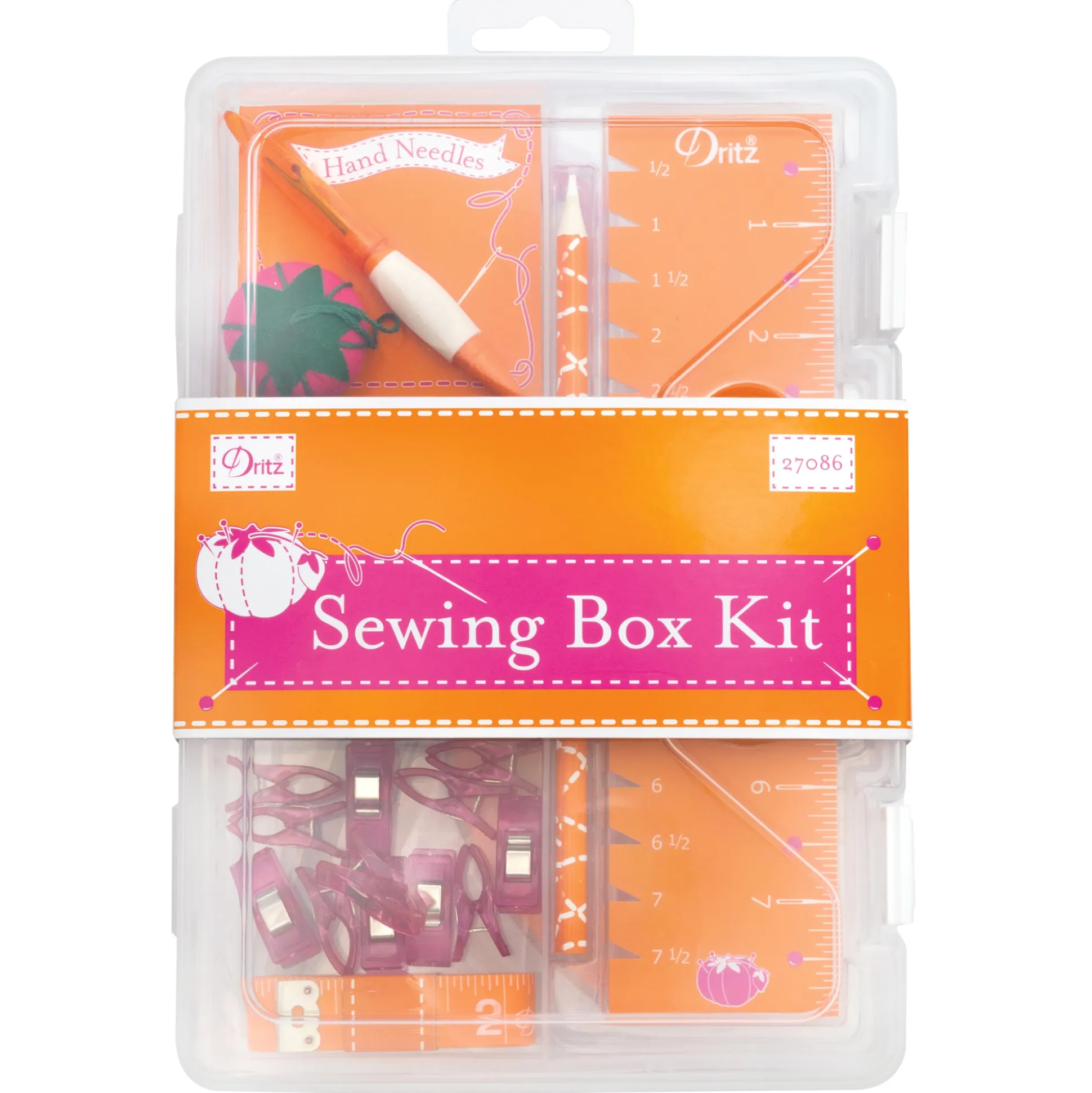 Dritz Orange and Pink Sewing Box Kit