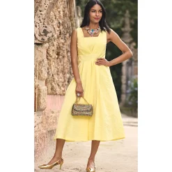 Elegant Fit-and-Flare Sparkling Jacket Dress with 3/4 Sleeve