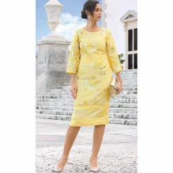 Elenora Jacquard Organza Dress with Satin Details