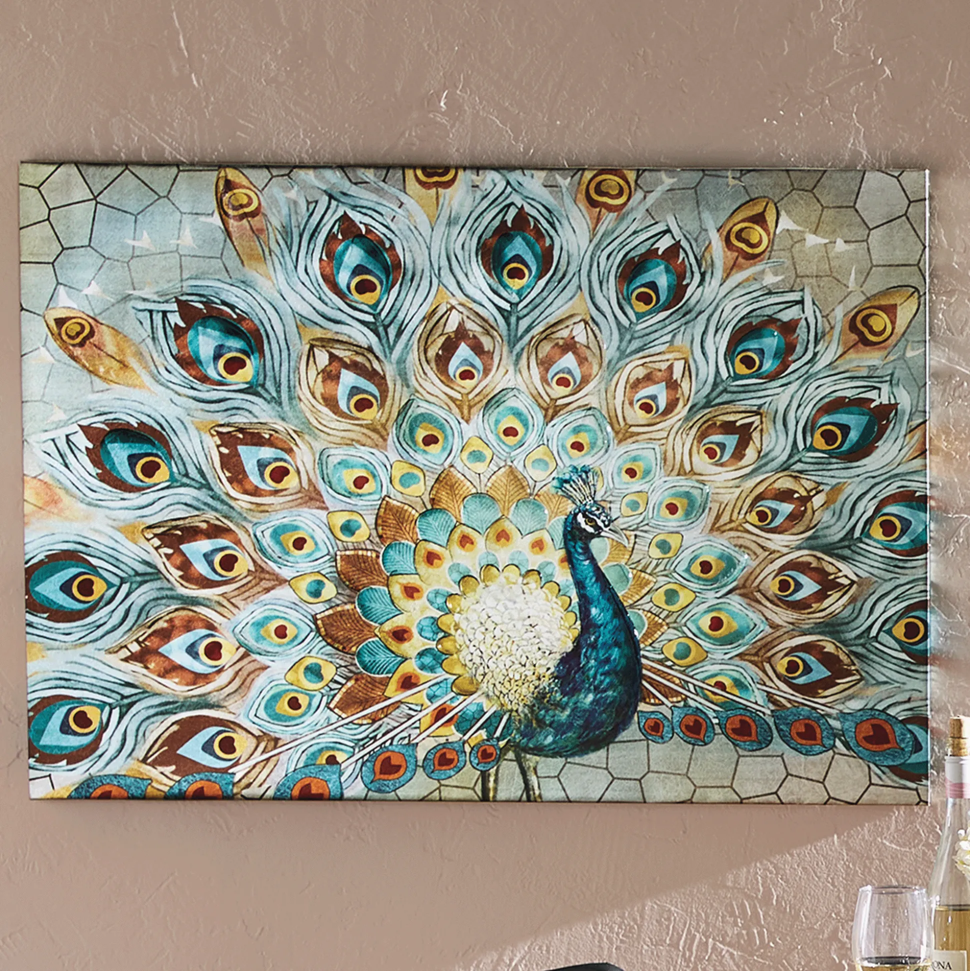 Embellished Peacock Wall Art