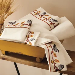 Embroidered Birdie Hem Sheet Set