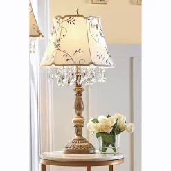 Embroidered Crystal-Accented Table Lamp