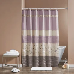Embroidered Faux Silk Shower Curtain