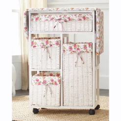 Everly Rolling Ironing Cart with Built-In Storage