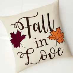 Fall in Love Embroidered Accent Pillow