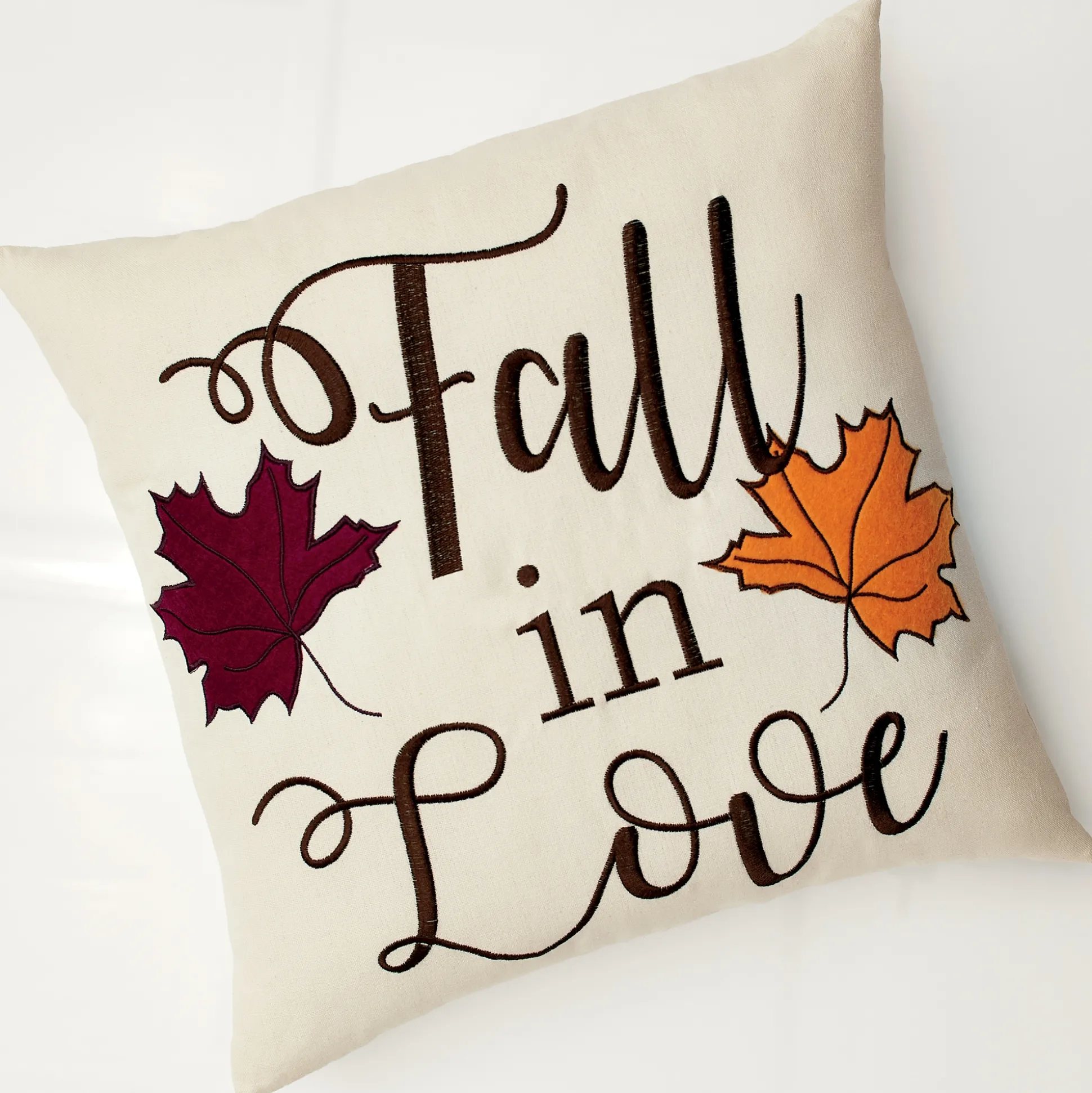 Fall in Love Embroidered Accent Pillow