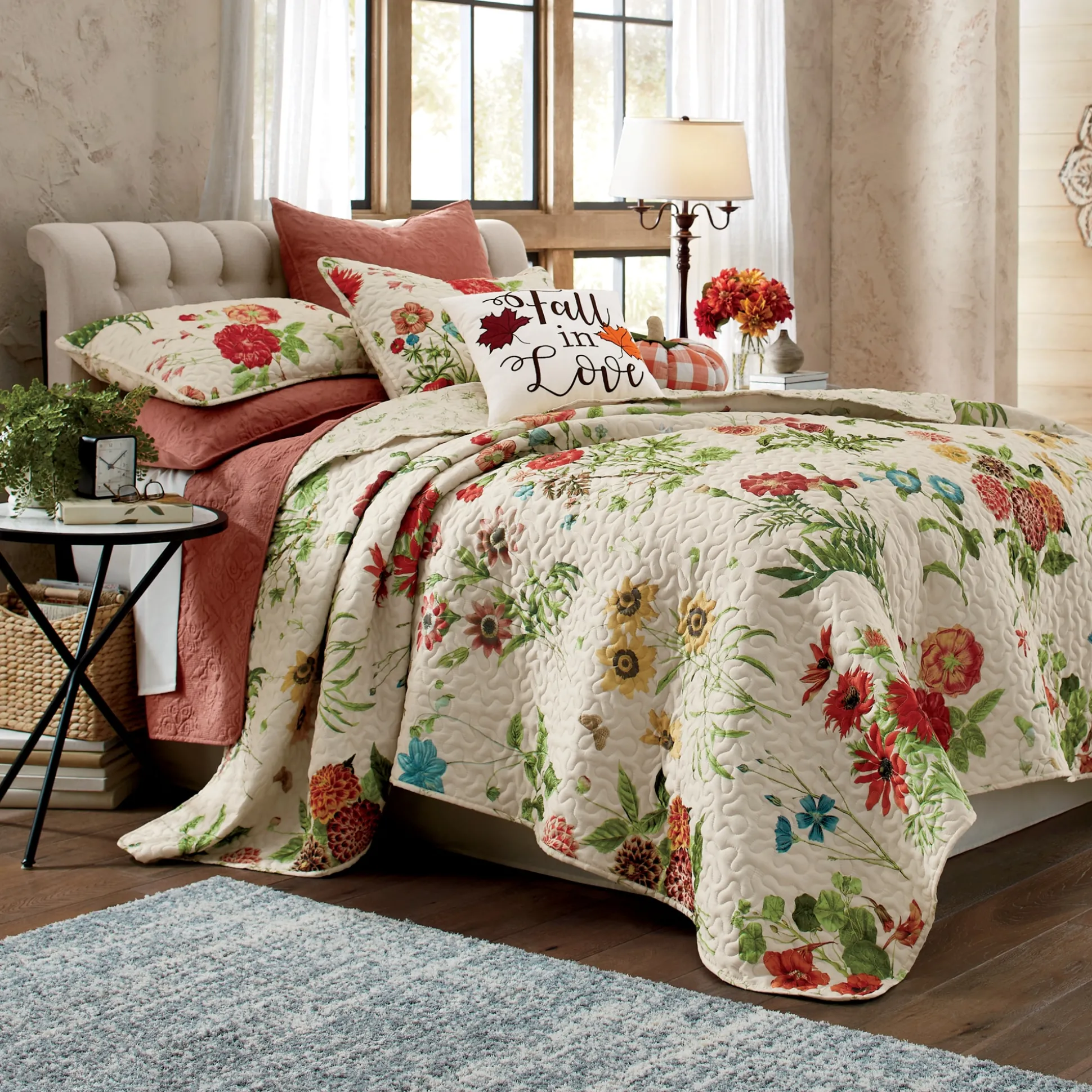 Fall in Love Embroidered Accent Pillow