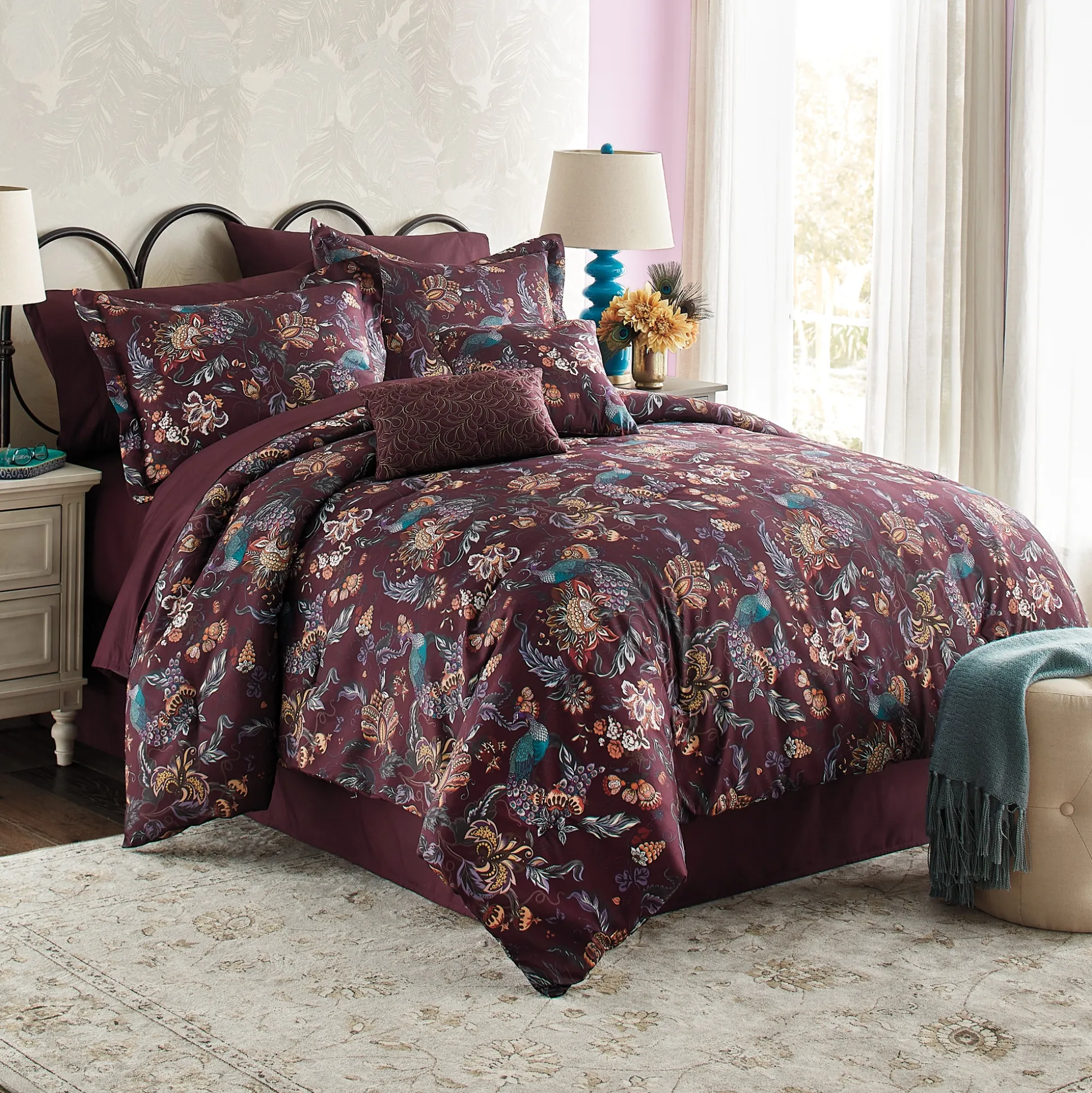 Fall Peacock 10-Piece Comforter Set