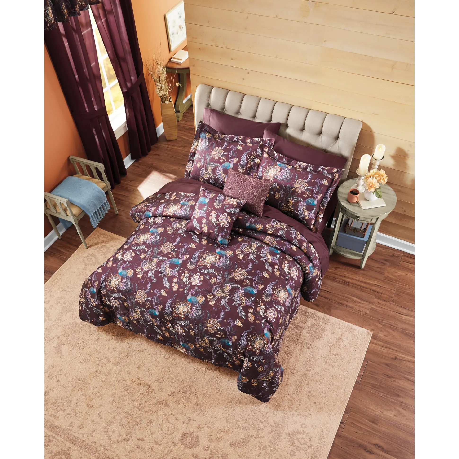 Fall Peacock 10-Piece Comforter Set