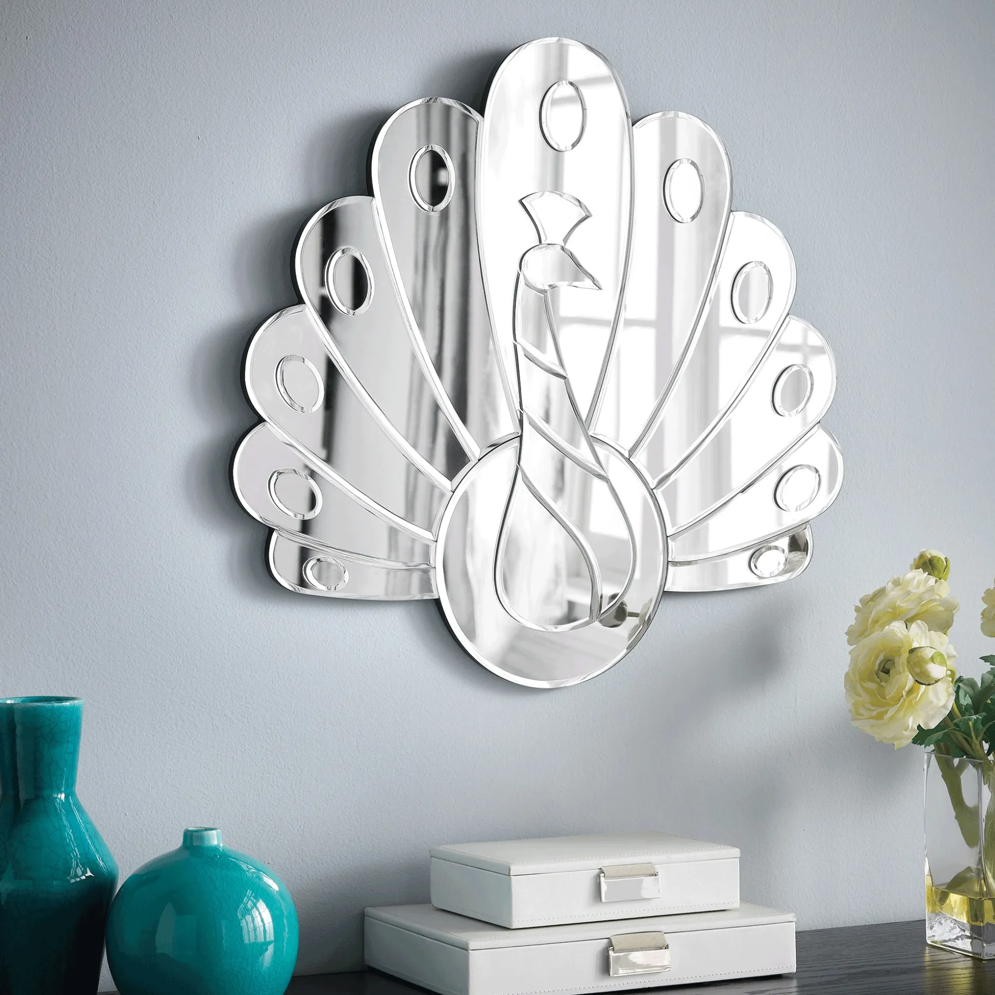 Fanned Peacock Wall Mirror
