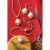 Faux-Pearl/Diamond Pendant, Bracelet & Earring Set