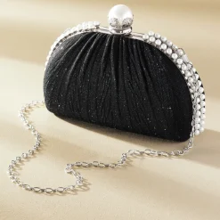 Faux-Pearl Trim Evening Clutch