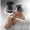 Faux Shearling Women's Hat and Glove Set with Faux Fur Trim