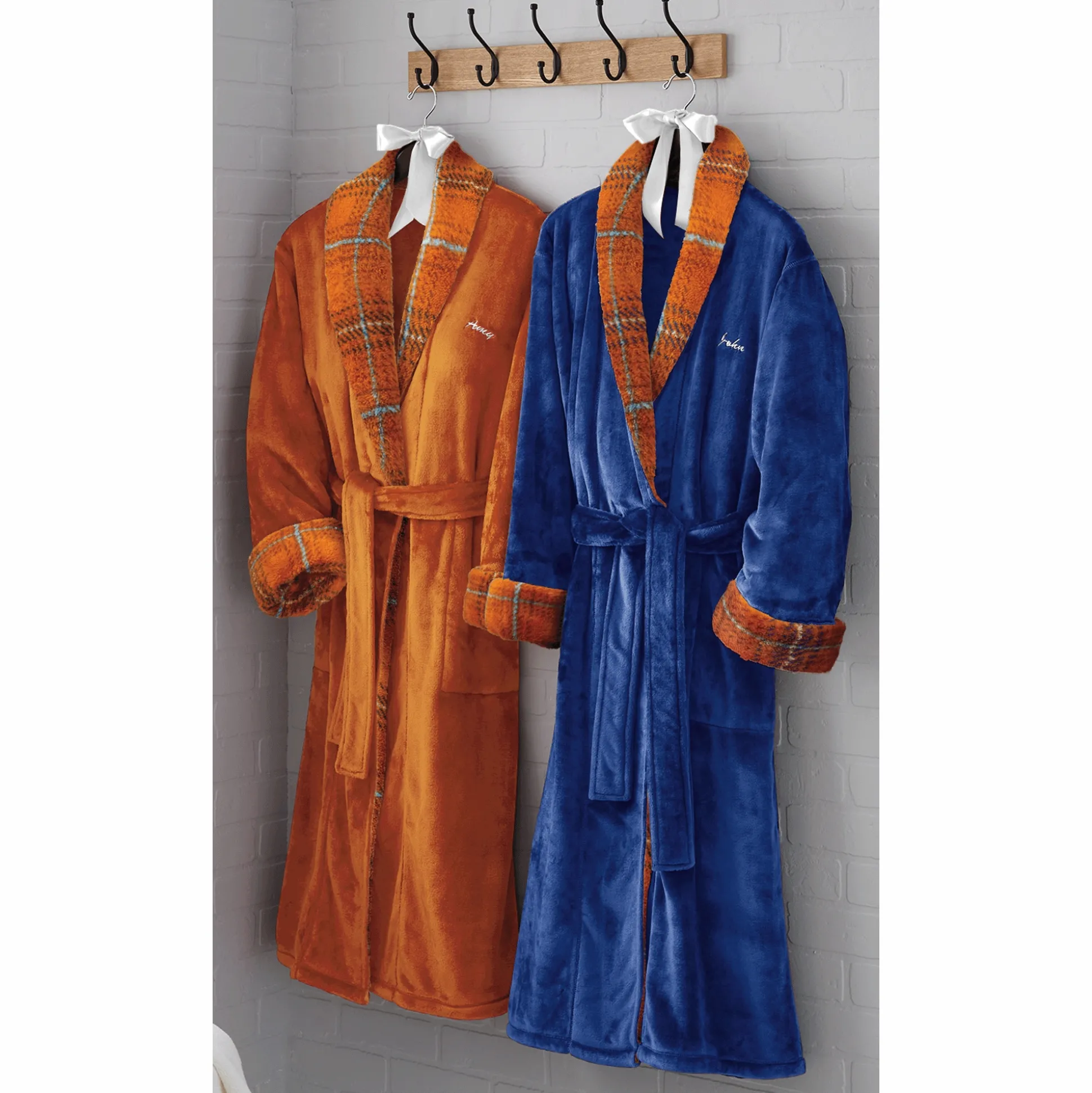 Faux-Sherpa Trim Unisex Robe