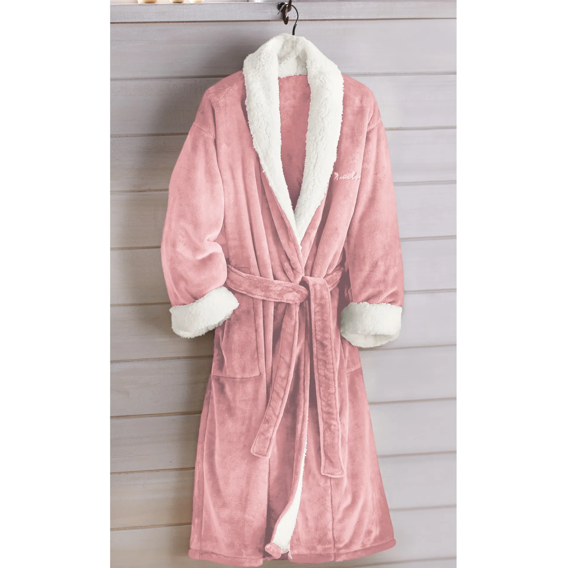 Faux-Sherpa Trim Unisex Robe