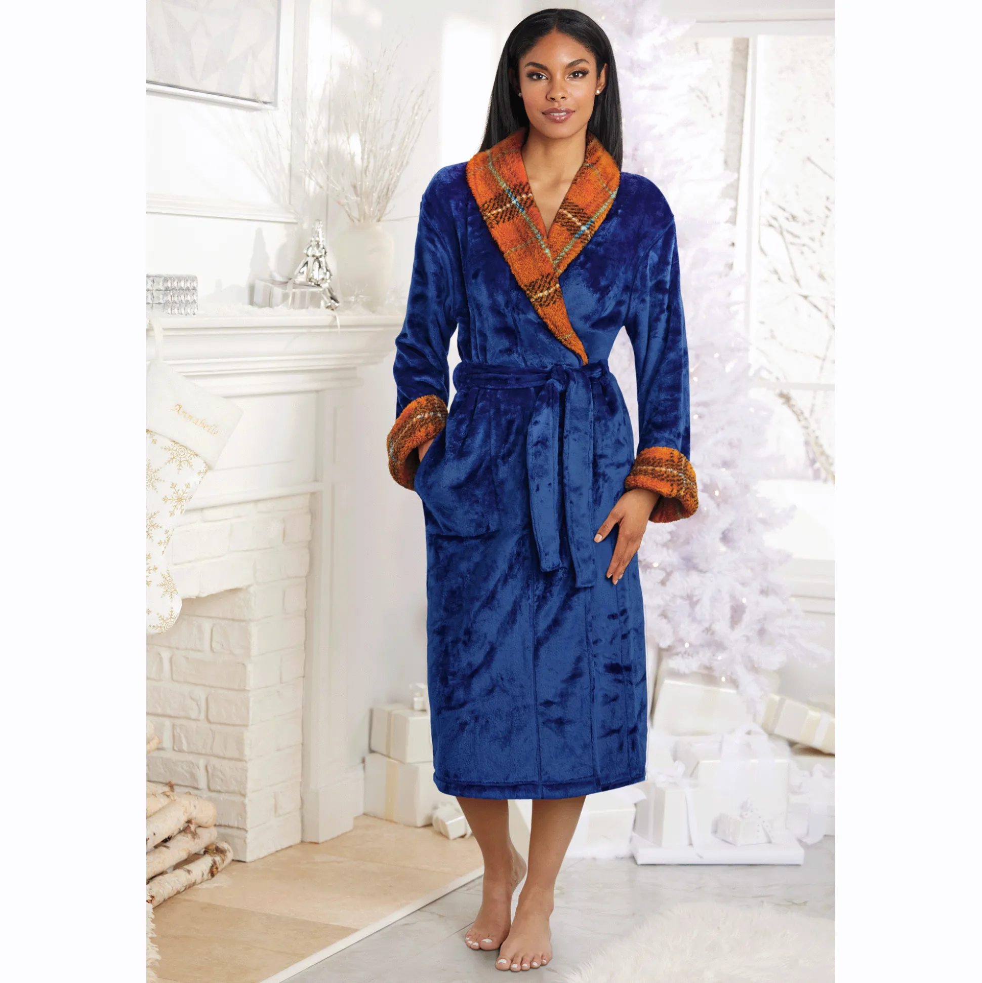 Faux-Sherpa Trim Unisex Robe