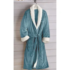 Faux-Sherpa Trim Unisex Robe