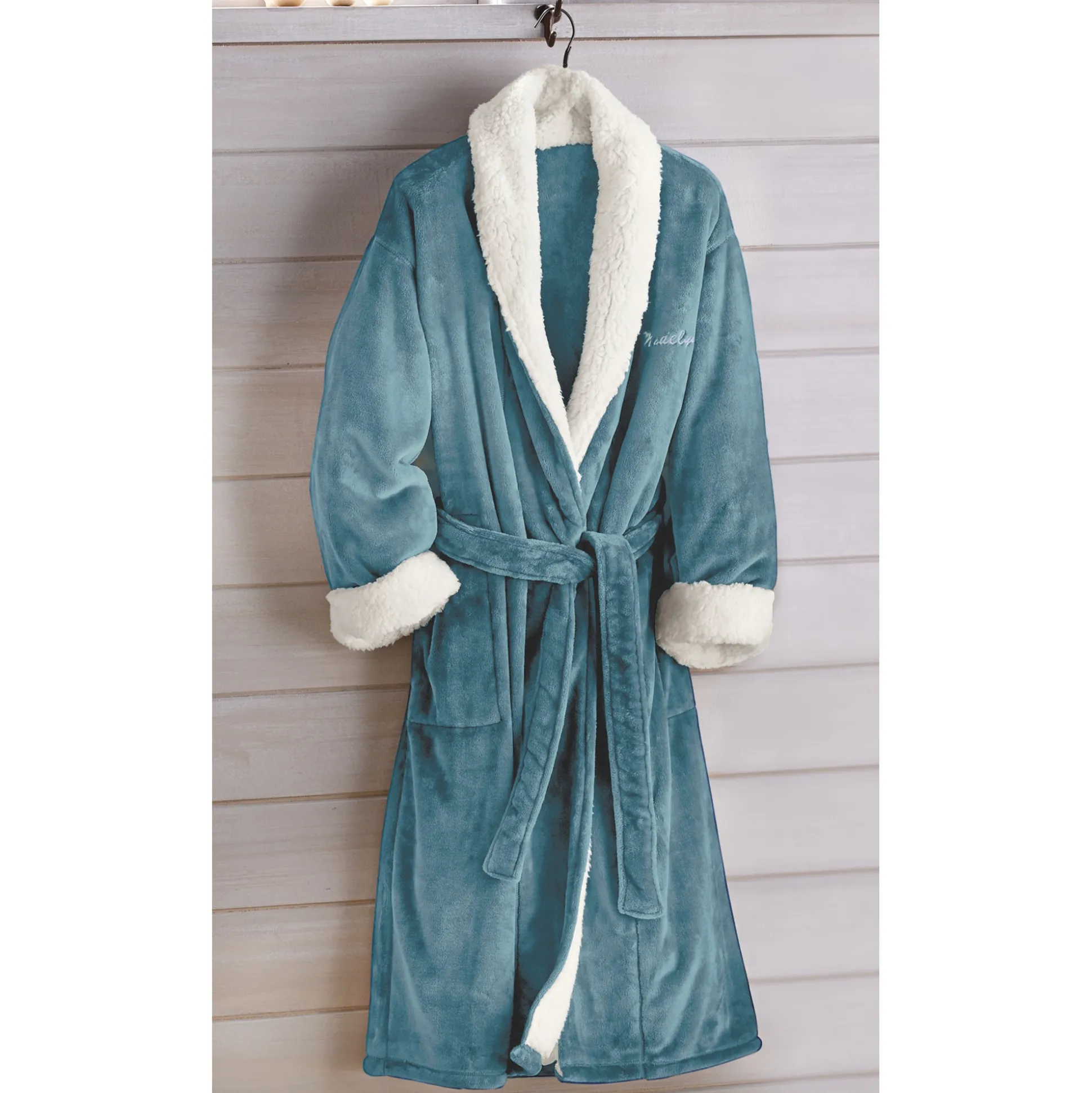 Faux-Sherpa Trim Unisex Robe