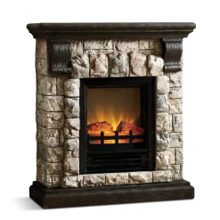 Faux-Stone Electric Fireplace, Rustic