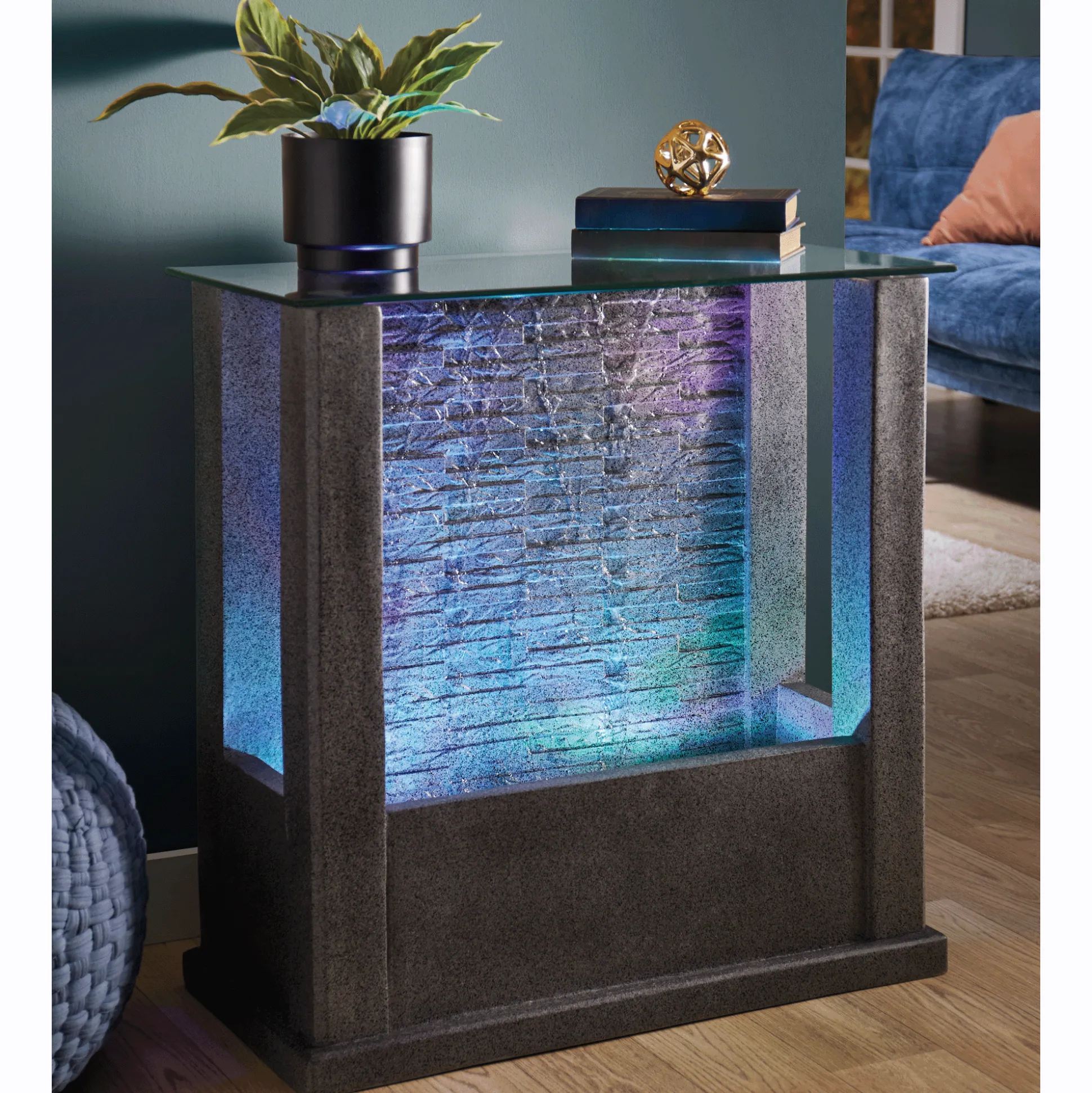 Faux-Stone Fountain Table