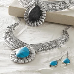 Faux-Stone Necklace & Earring Set