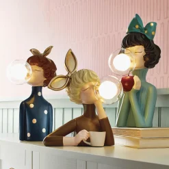 Figural Bubble Gum Lady Lamp