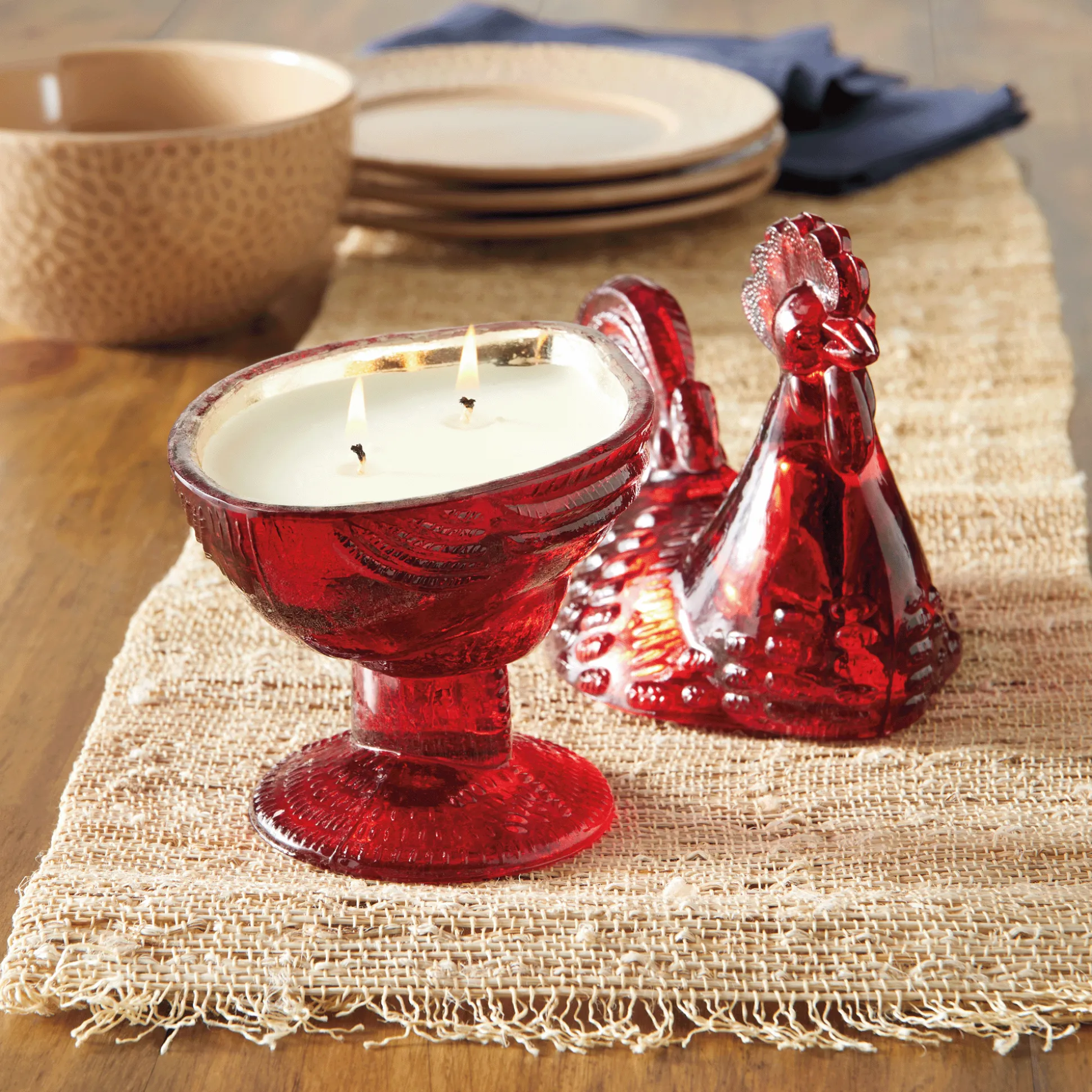 Filled Rooster Candle