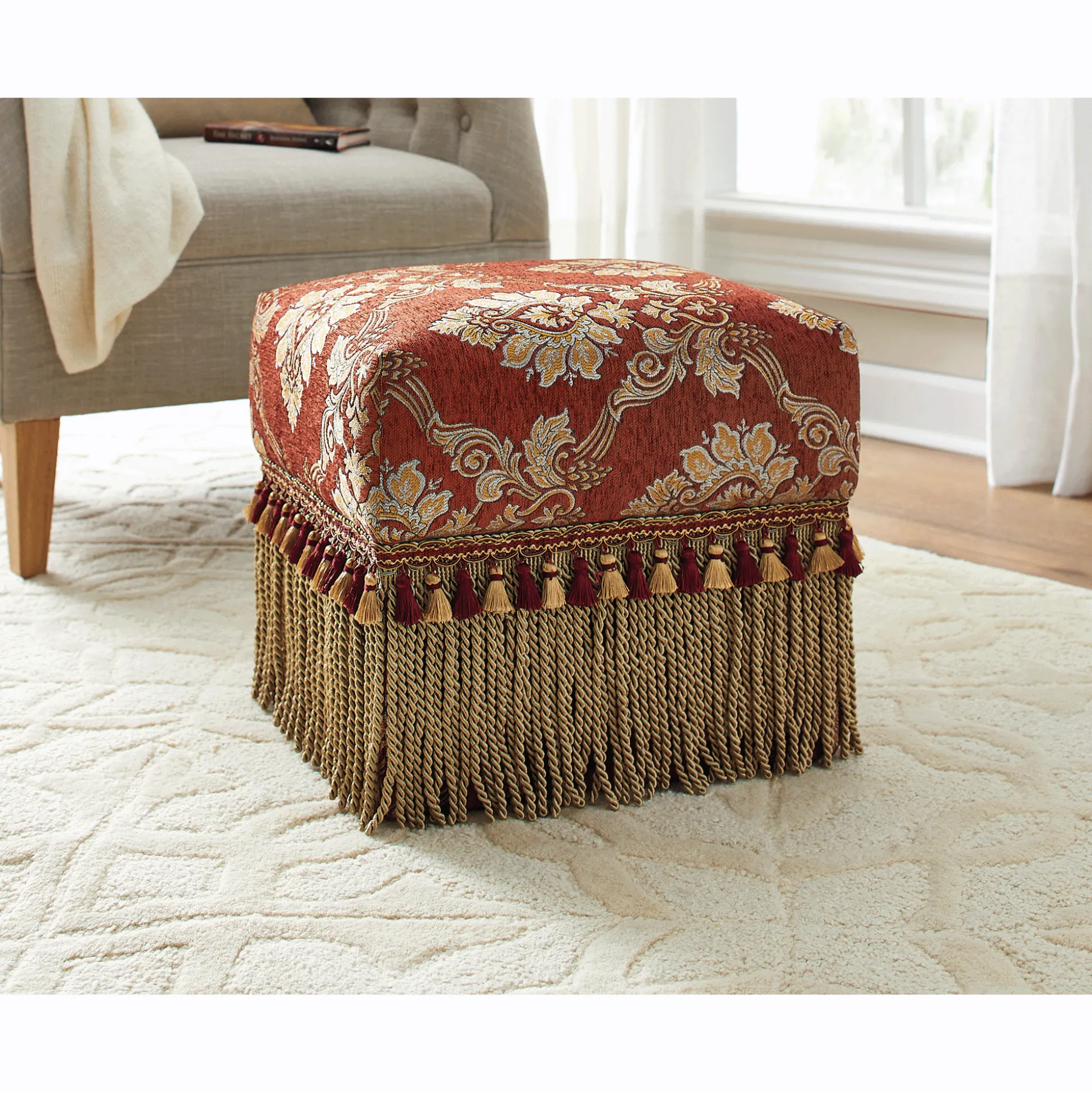 Firelight Fringe Ottoman