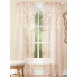 Floral Appliqued Window Panel