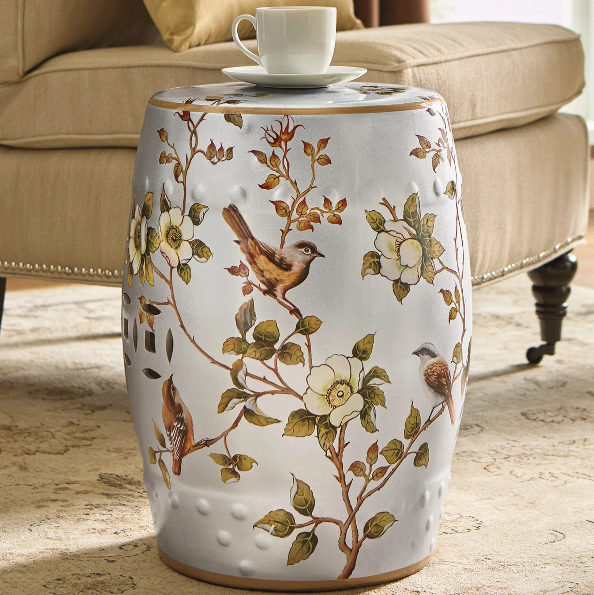 Floral Ceramic Stool