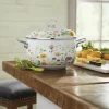 Floral Enameled Steel Stockpot with Lid