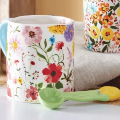Floral Mug with Spoon