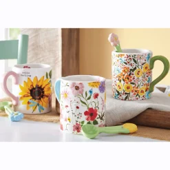 Floral Mug with Spoon