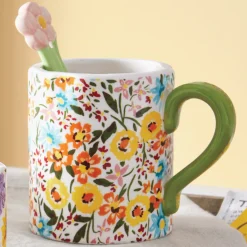 Floral Mug with Spoon
