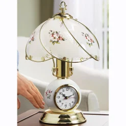 Floral Touch Lamp with Clock