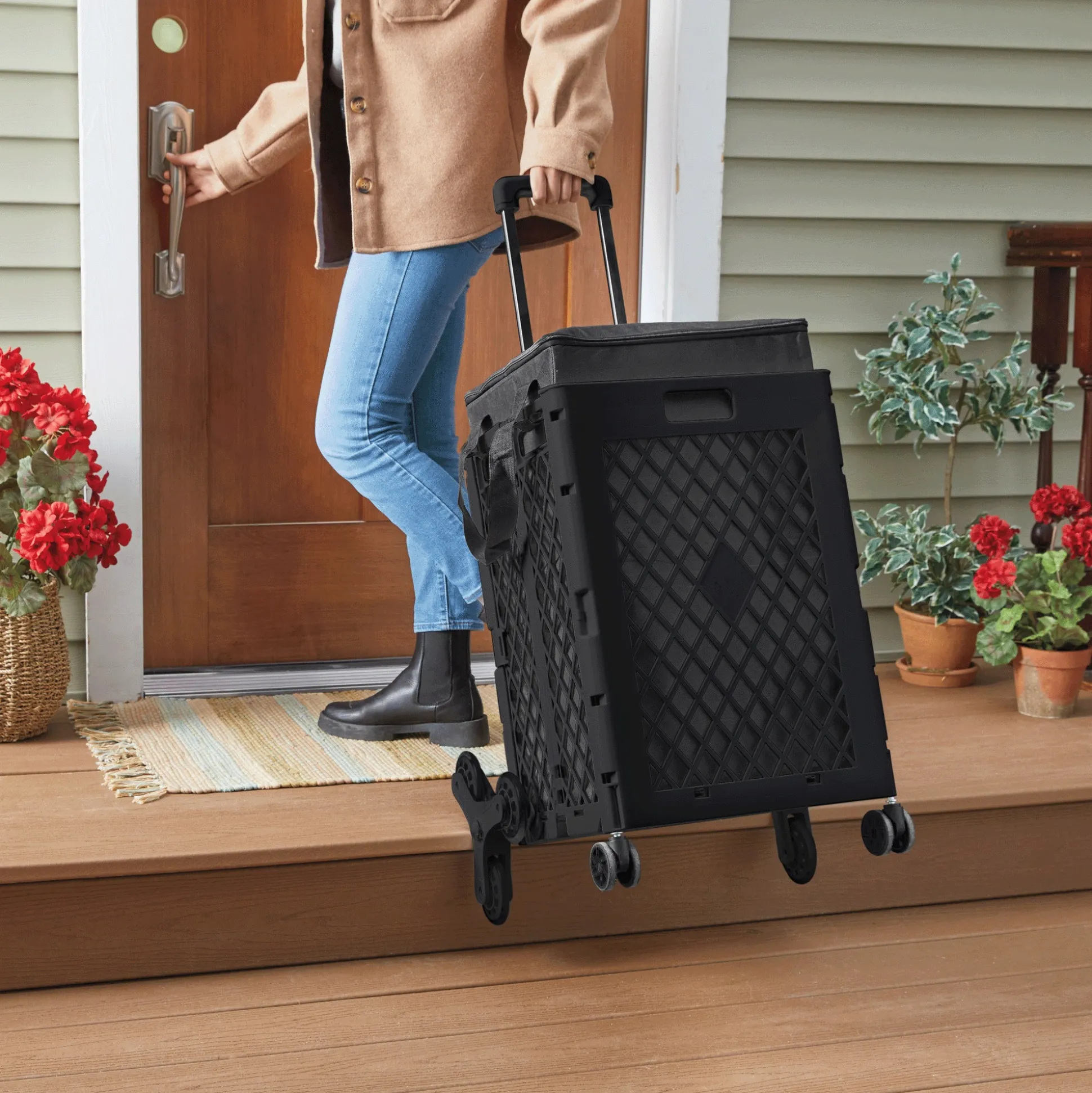 Folding Shopping Cart with Stair Climbing Wheels