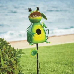 Frog Bird Feeder Garden Stake
