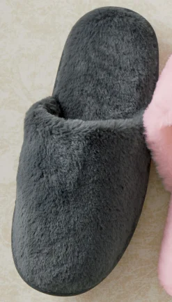 Furry Scuff Slipper for Women with Rubber Outsole and Memory Foam