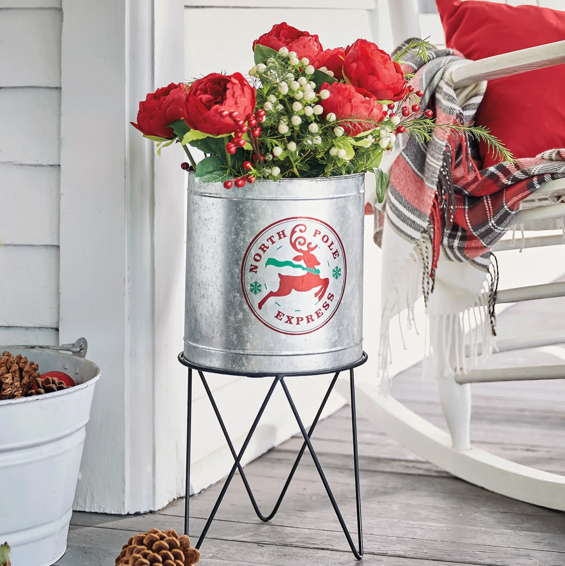 Galvanized Christmas Tree Planter
