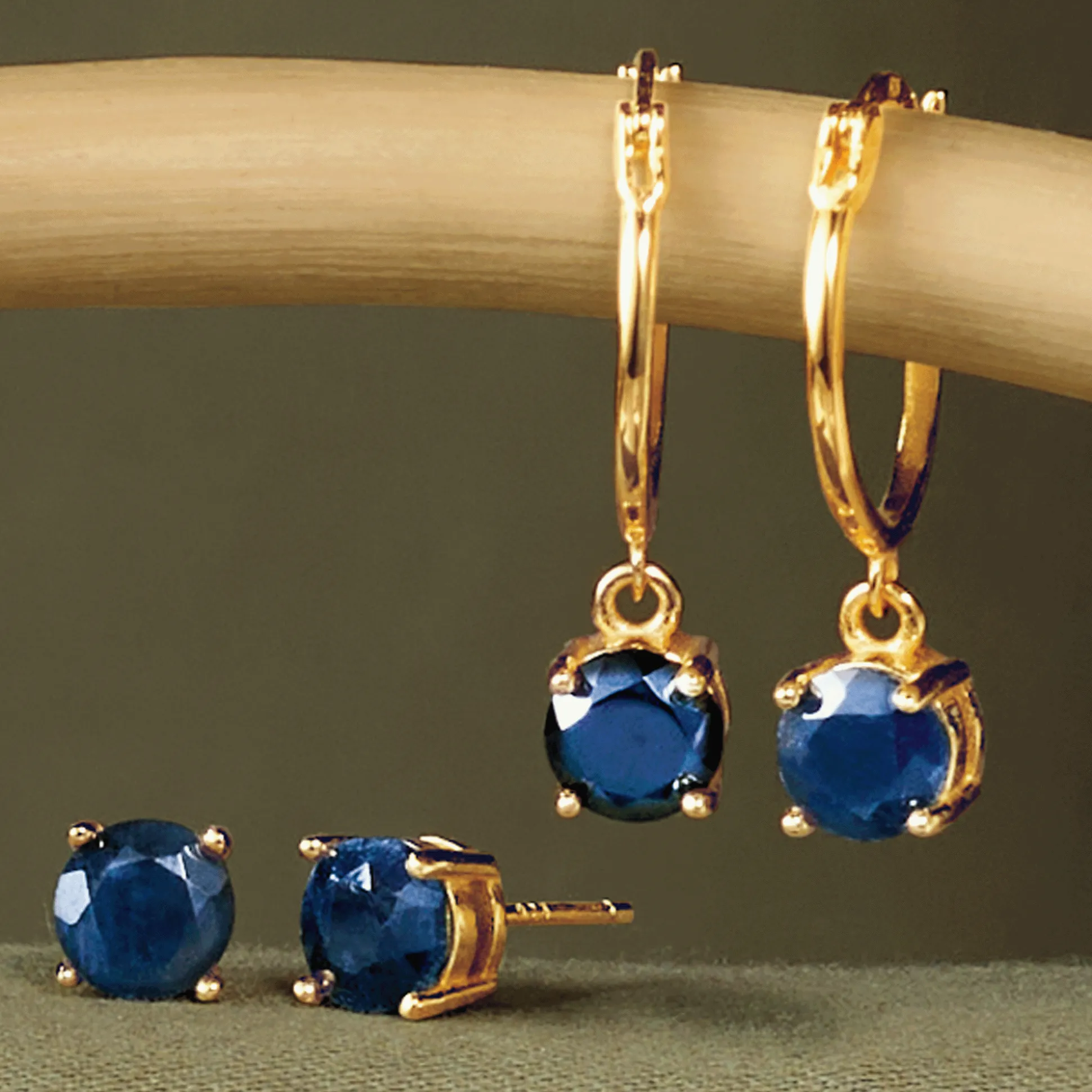 Gemstone 2-Pair Post and Hoop Earring Set