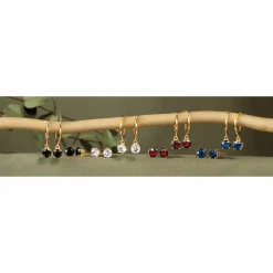 Gemstone 2-Pair Post and Hoop Earring Set