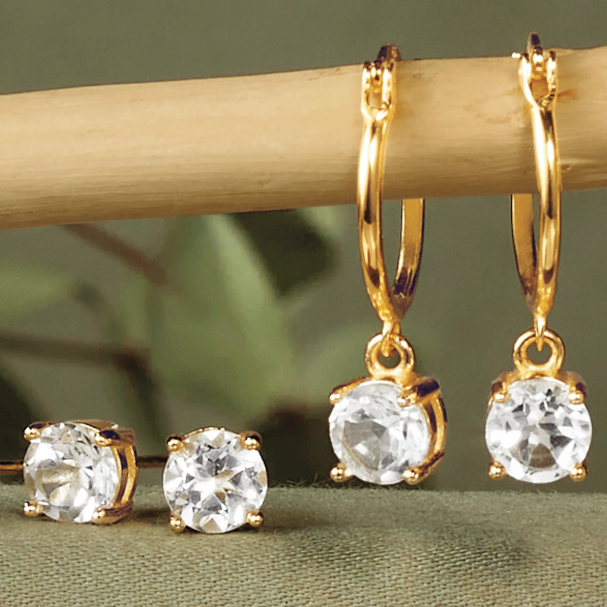 Gemstone 2-Pair Post and Hoop Earring Set