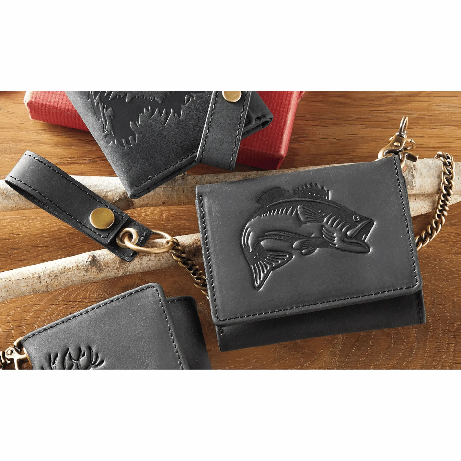 Genuine Leather Wildlife Wallet with Removable Chain