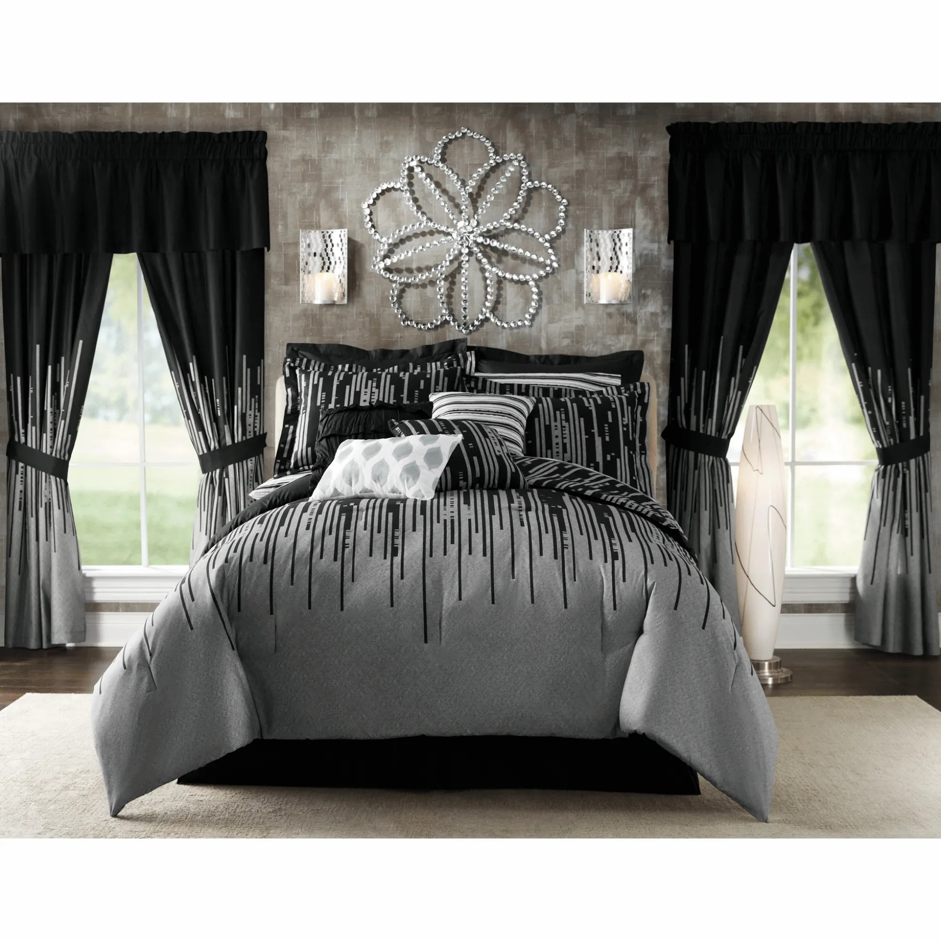 Gilda 30-Piece Complete Comforter and Curtain Set with 2 Coordinating Sheet Sets