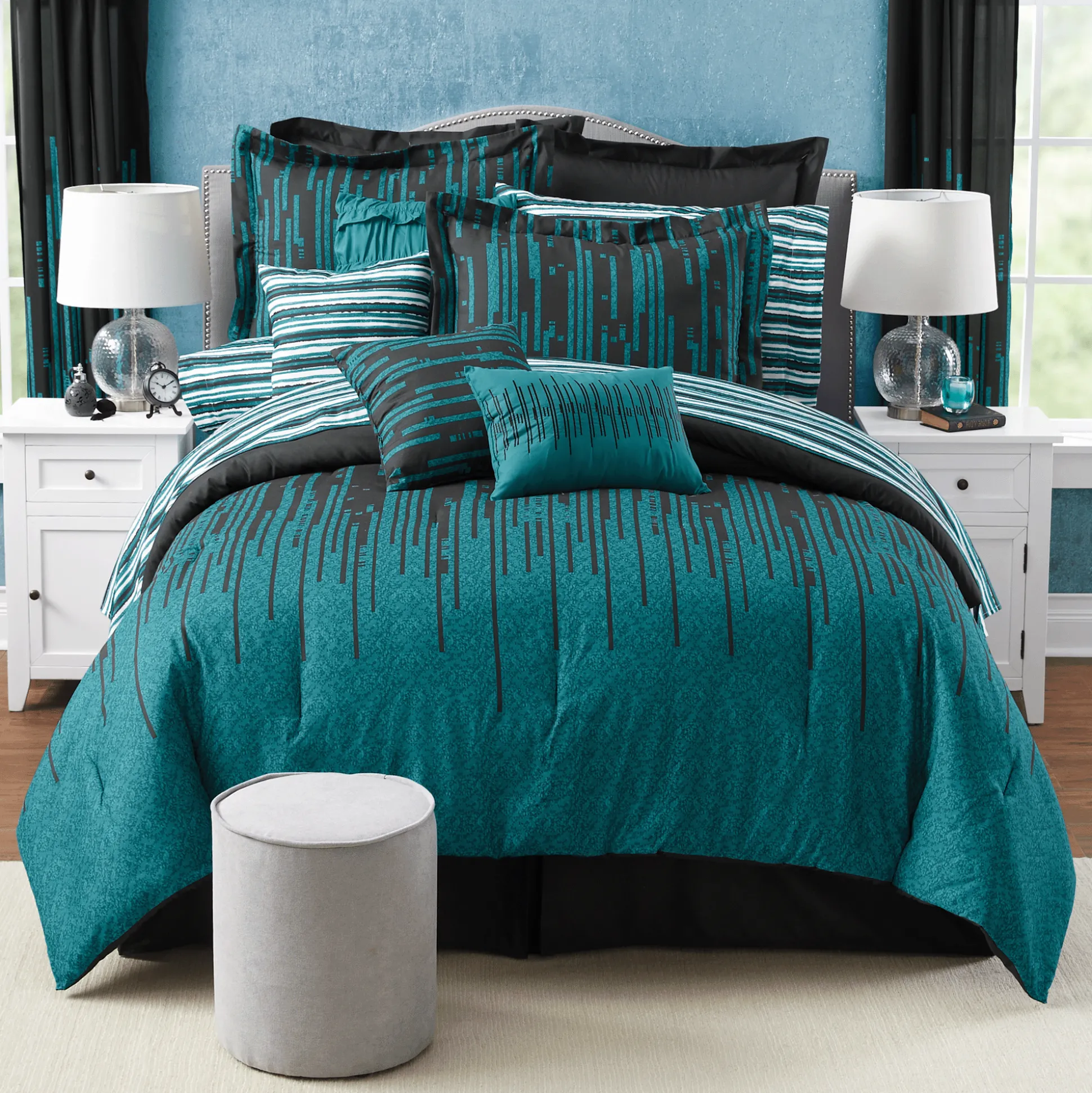 Gilda 30-Piece Complete Comforter and Curtain Set with 2 Coordinating Sheet Sets